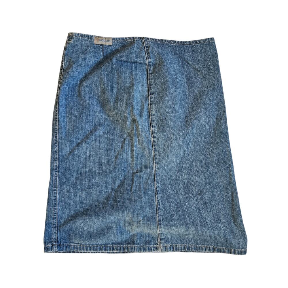 Y2k Euro Denim Low-Rise Knee Length Skirt - Size 26 - Picture 2 of 7